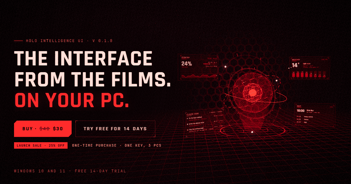 Holo Intelligence UI · A living, holographic interface for your PC